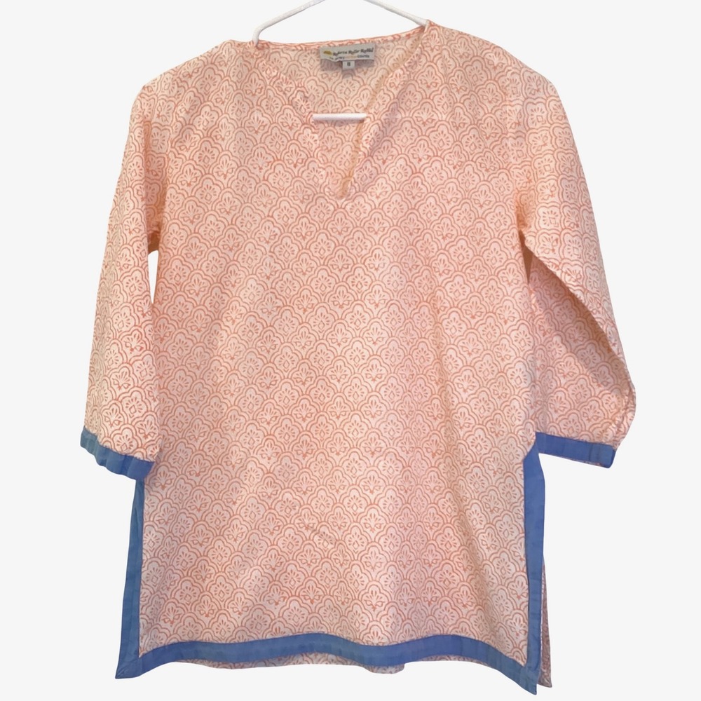 Roberta Roller Rabbit Girls Swim Cover-up or Kurta Tunic Top Orange Blue Size 8